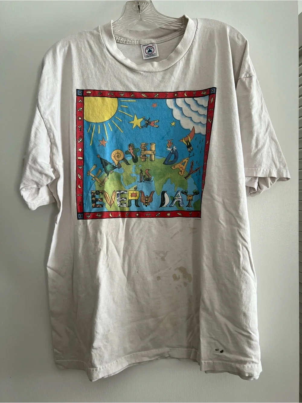White 'Earth Day Everyday' Graphic Tee with Colorful Print